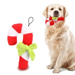 Teissuly Plush Pet Christmas Toys Dogs Bites Noise Making Toys Crutch Shaped Holiday Supplies - Thumbnail 1
