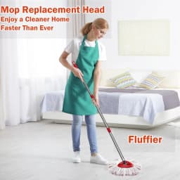 Rolarhola Spin Mop Replacement Set for O-Ceda EasyWring 1-Tank System, Includes 2 Mop Head Replacement, 1 Mop Handle (30-58in Adjustable 4-Section - Thumbnail 4