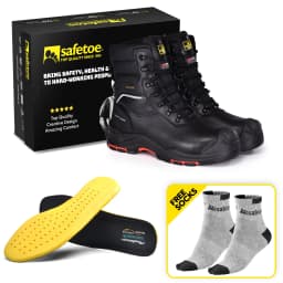 SAFETOE Men's Waterproof Cow Leather Safety Boot 8-inch Composite Toe Work Boots Insulated Winter Snow Boots ASTM F2413-18 I/75 C/75 S7 PR SD - Thumbnail 6