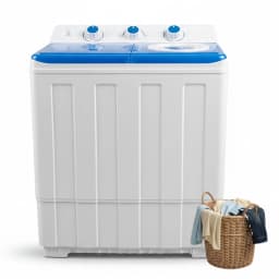Artbros 14lbs Portable Twin Tub Washing Machine, Compact Electric Washer with Drain Pump for Apartment, Dorm, Blue - Thumbnail 1