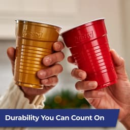 Hefty Party On Disposable Plastic Party Cups, Holiday Assorted Colors, 16 oz., 100 Count - Thumbnail 6