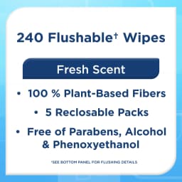 Equate Flushable Cleansing Cloths, Fresh Scent, 240 Wipes, 5 Resealable Packs - Thumbnail 5