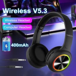 Led Lights Bluetooth 5.3 Wireless Headphones 3 Eq Modes Built-In Hd Mic Phone - Thumbnail 1