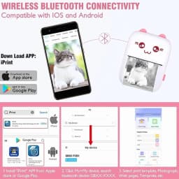 RHEA- Portable Mini Thermal Pocket Photo Printer Wireless Bluetooth Note Printing - Thumbnail 4