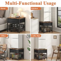 ModFurne Mini Fridge Stand with Movable Storage Basket, Mini Fridge Cabinet with Storage Drawer,Sturdy Metal Frame,Great for Dorm Home Office, Black - Thumbnail 4