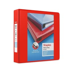 Staples Heavy-Duty 2-Inch D 3-Ring View Binder Red (26348) 56297-CC/26348 - Thumbnail 1