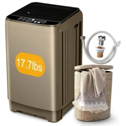 Top Load Washing Machine 17.7 lbs Full Automatic Clothes Washer with 10 Programs & 8 Water Levels for Apartment,Bathroom, Gold - Thumbnail 1