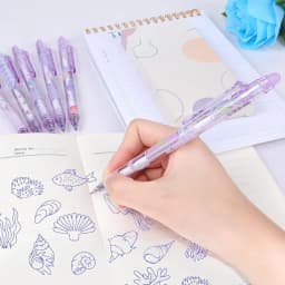 HonestMatter 12 Pack Erasable Pens, 0.5mm Blue Ink Gel Pens with Eraser Top, Retractable Smooth Writing Pens for Journaling, Cute Scenery Limited - Thumbnail 4