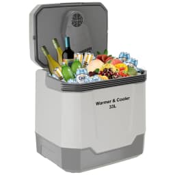 QinaQin 35 Quart (33 L) Electric Cooler & Warmer, Portable Car Refrigerator with Automatic Locking Handle, 12V Car Freezer for Vehicle with 110V AC - Thumbnail 1