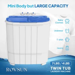 ROVSUN 11LBS Portable Washing Machine, Electric Mini Twin Tub Washer with Spin Dryer, Washer(7LBS) and Spinner(4LBS) - Thumbnail 6