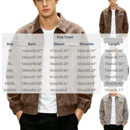 Men's Faux Suede Leather Bomber Jacket Classic Racer Biker Motorcycle Outerwear Casual Coat Fall Winter Coat Work and Daily Wear - Thumbnail 3