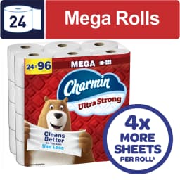 Charmin Ultra Strong Toilet Paper 24 Mega Rolls, 220 Sheets Per Roll - Thumbnail 1