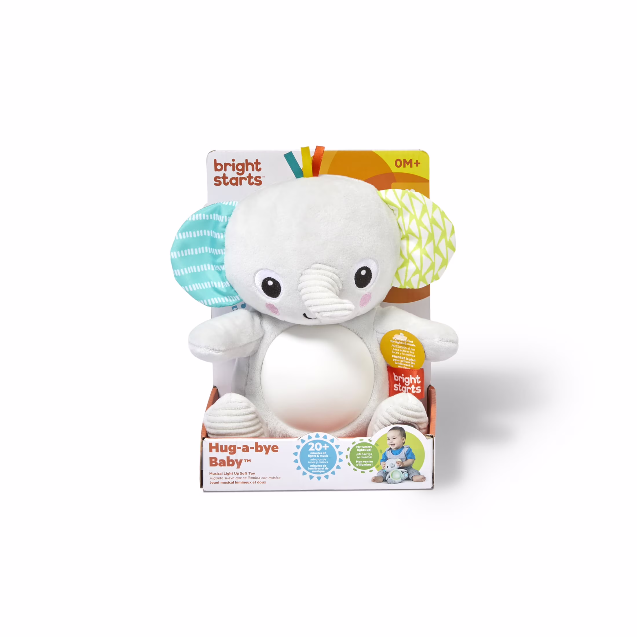 Bright Starts Hug-a-Bye Baby Elephant Stuffed Animal Dual-Mode Soft Toy Soother, Gray - Thumbnail 12