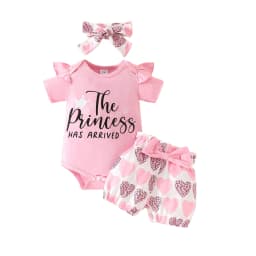 Emy Dola 0-18M Baby Girl Clothes Infant Summer Outfits Newborn Ruffle Short Sleeve Romper and Floral Shorts with Headband - Thumbnail 2