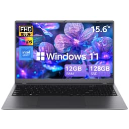15.6" FHD IPS Windows 11 Laptop, 128GB SSD 12GB RAM, Intel Processor, Dual 4K Output & Type-C PD, Office 2024 Included - Thumbnail 1