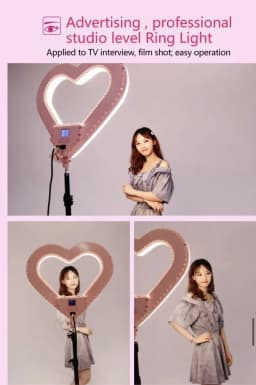 20'' Ring Light Live Streaming Selfie Heart Shaped professional &wireless remote - Thumbnail 11