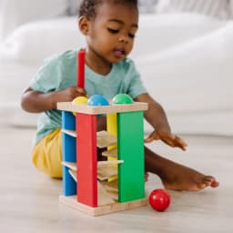 Melissa & Doug Deluxe Pound and Roll Wooden Tower Toy With Hammer - Thumbnail 2