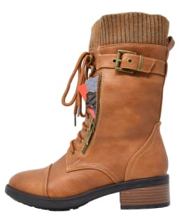 DREAM PAIRS Womens Ankle Booties Lace Up Mid Calf Military Combat Boots AMAZON CAMEL Size 5.5 - Thumbnail 2