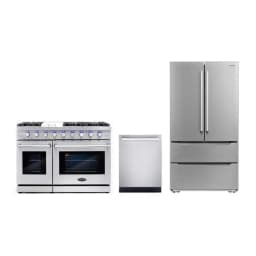 Cosmo 48" Double Oven Gas Range & Dishwasher & French Door Refrigerator Set - Thumbnail 1