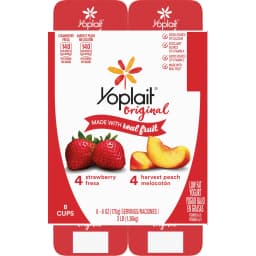 Yoplait Original Low Fat Yogurt Variety Pack, Made with Real Fruit, 8 Yogurt Cups, 48 oz - Thumbnail 14