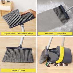 Eyliden Broom and Dustpan Combo Set for Home Hardwood Floor with Long Handle to 50", Dark Grey - Thumbnail 7