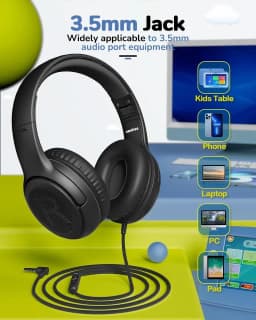 RHEA- Kids Headphones Wired Toddler Headphones With Microphone, Over-Ear Headphones, 8 - Thumbnail 4