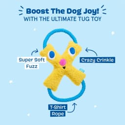 BARK Jinxie Blue Yellow Play Pal Buddy Plush Dog Toy, All Size Dogs - Thumbnail 3