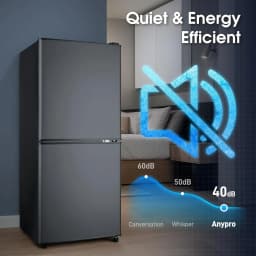 GGTB 4.0 Cu.ft 2-Door Mini Fridge with Bottom Freezer, 7 Temperature Settings, Compact Refrigerator for Dorm Apartment Office, Black - Thumbnail 8