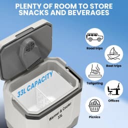 QinaQin 35 Quart (33 L) Electric Cooler & Warmer, Portable Car Refrigerator with Automatic Locking Handle, 12V Car Freezer for Vehicle with 110V AC - Thumbnail 4