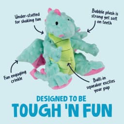 goDog Dragons Extra Soft Plush Toy for Dogs with Chew Guard Technology for Stronger & Longer Play, Soft & Durable with Built-In Squeaker, Seafoam - Thumbnail 2
