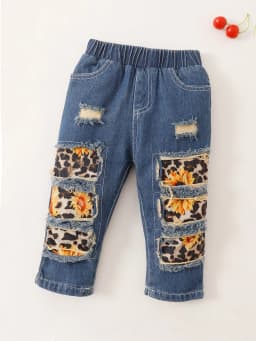9 Months Baby Girls Clothes 12 Months Girls 3PCS Outfits Infant Girls Flared Sleeve Top Sunflower Patch Jeans Pants Headband Set Yellow - Thumbnail 6