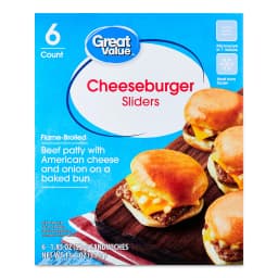 Great Value Cheeseburger Sliders, 11.1 oz, 6 Count (Frozen) - Thumbnail 1