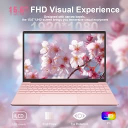 15.6" Laptop,Intel N95,8GB RAM,512GB SSD,Windows 11 Pro Work Computer,Fingerprint Reader,Backlit Keyboard,Rose - Thumbnail 3