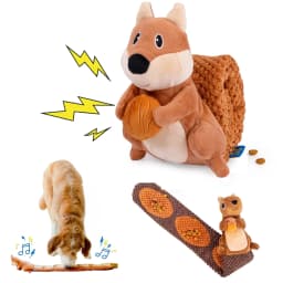 Pet Deluxe Crinkle Dog Toy Plush Toy Tug-of-War Squeaky Dog Toy Boredom Buster Toys with Snack Pockets Durable Enrichment Mentally Stimulating Toys - Thumbnail 1