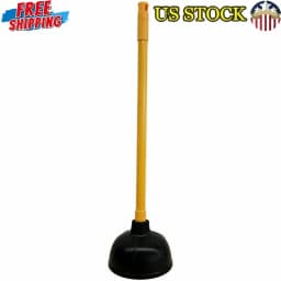 Value Plus Toilet Plunger 23In Long Handle Flexible Rubber Bowl Efficient Grip - Thumbnail 1