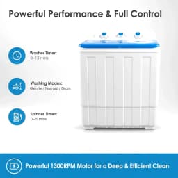Portable Washing Machine, 14lbs Twin Tub Washer Mini Compact Laundry Machine with Drain Pump,Compact Washer for Home Dorm Apartment,Blue - Thumbnail 6