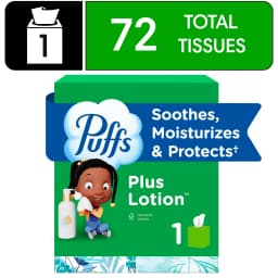 Puffs Plus Lotion Facial Tissue, 1 Mega Cube Box, 72 Tissues Per Box - Thumbnail 1