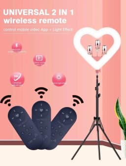 20'' Ring Light Live Streaming Selfie Heart Shaped professional &wireless remote - Thumbnail 5