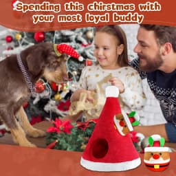 Pet Deluxe Christmas Squeaky Dog Toys 4 Pack Hide and Seek Dog Toys Christmas Hat Plush Dog Toys for Puppy Small Medium Breeds - Thumbnail 7