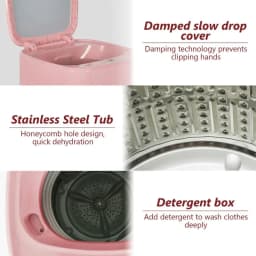 Canddidliike 8 Lbs Portable Fully Automatic Washing Machine with Drain Pump, Portable and Powerful Washer with Automatic Imbalance Adjustment - Thumbnail 4