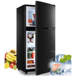 GGTB 3.0 cu ft 2 Door Mini Fridge with Freezer, Black Compact Refrigerator for Dorm, Office, Apartment, Basement and Garage - Thumbnail 1
