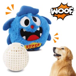 Petbobi Dog Toys Interactive Plush Giggle Ball Squeak Crazy Bouncer Toy for Pets, Blue - Thumbnail 1
