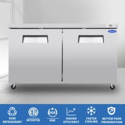 ORIKOOL 60" Commercial Under Counter Freezer 2 Door 18.5 Cu.ft Undercounter Work Top Freezers ETL Approved(LTL carry) - Thumbnail 2