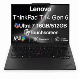 Lenovo ThinkPad T14 14" FHD Touchscreen Slim Laptop, Ultra 7-255U, 16GB, 512GB SSD, Black - Thumbnail 1