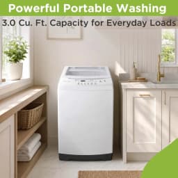 Hamilton Beach 3.0 Cu. ft. Top Load Portable Washer, Compact Washer with Stainless Steel Tub, 6 Wash Cycles, LED Display, White - Thumbnail 6