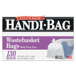 Handi-Bag Handi-Bag Super Value Pack, 8gal, 0.6mil, 22 x 24, White, 130/Box - Thumbnail 1