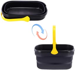 Eyliden Collapsible Plastic Bucket with Handle, 10L Capacity, Black, Utility Storage and Cleaning Pail - Thumbnail 2