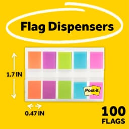 Post-it Page Marking Flags Dispenser, 5 Bright Colors, 20 Flags per Color, 100 Flags per Dispenser - Thumbnail 2