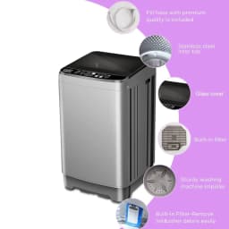 Top Load Washing Machine 25 lbs Full Automatic Clothes Washer with 10 Programs & 8 Water Levels for Apartment,Bathroom, Grey - Thumbnail 3