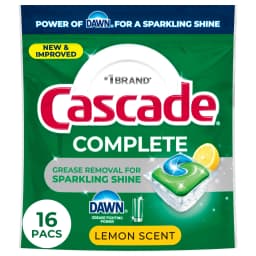Cascade Complete Action Pacs, Dishwasher Detergent, Lemon, 16 Count - Thumbnail 1